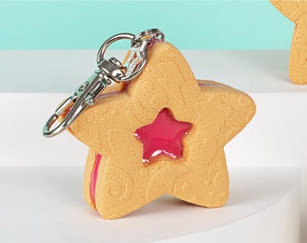 Vanilla Cookie Keychain, Cute Cookie Charm, Handmade Polymer Clay Food Keychain, Kawaii Bag Charm, Cookie Lover Gift, Dessert Accessory