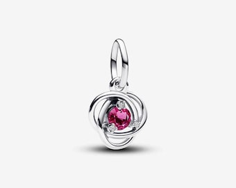 October Crystal Birthstone Eternity Circle Dangle Charm