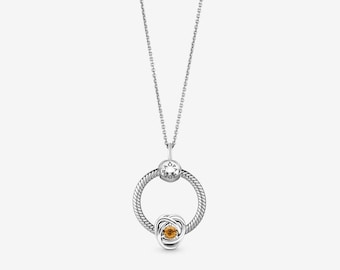 November Birthstone Eternity Circle O Pendant Set Gift bag
