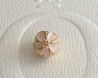 Gold Cherry Blossom Clip Charm Enamel ALE