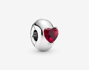 Red Heart Solitaire Clip Charm ALE S925  Gift Bag
