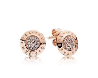 Sterling Rose Gold Pandora Signature Stud Earrings