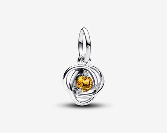 November Crystal Birthstone Eternity Circle Dangle Charm