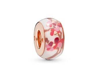 ALE R Pink Peach Blossom Flower Spacer Charm