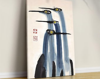 Antique Crane Watercolor Print: Japanese Art Decor Gift
