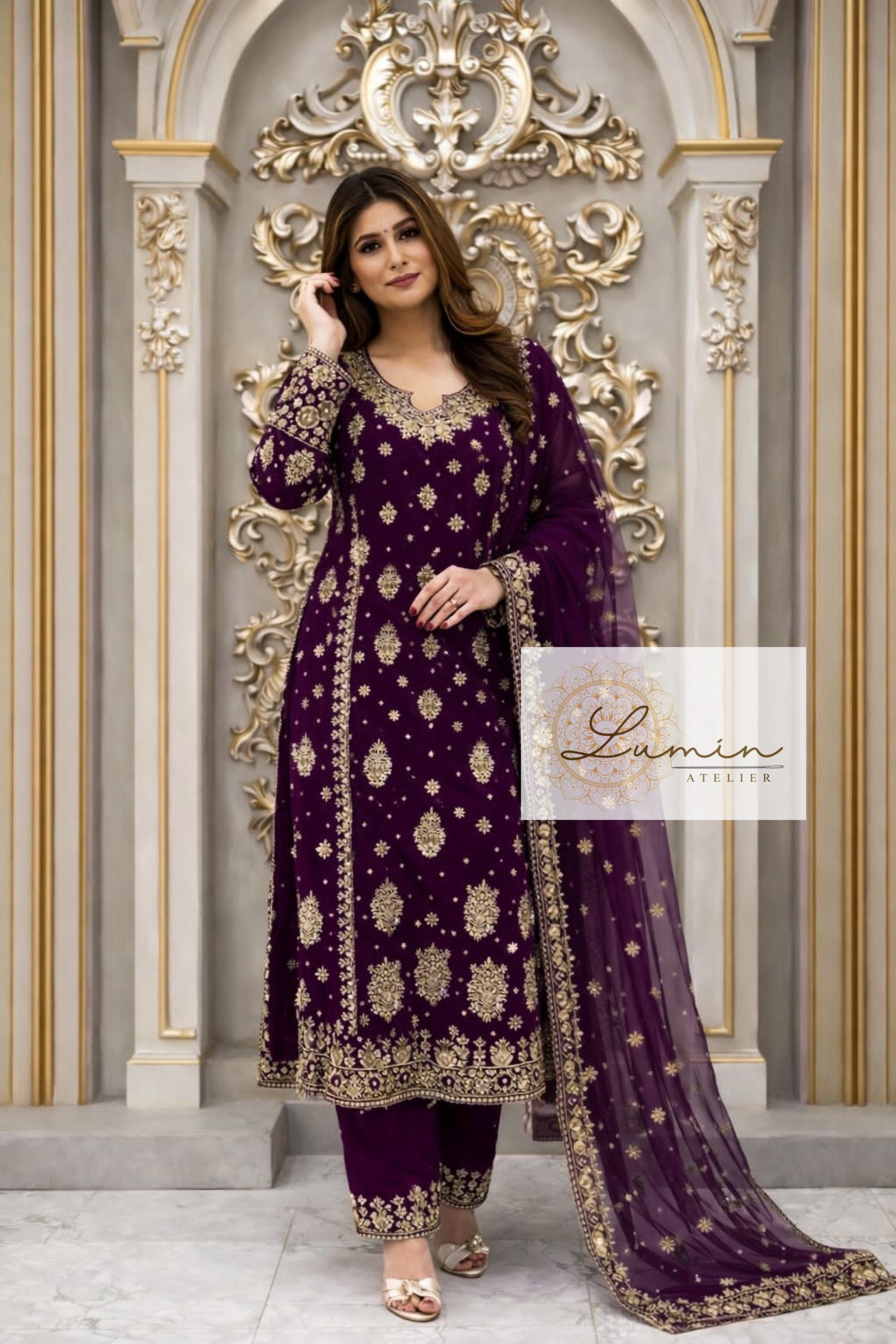 open lace back dress Pakistani Stitched Embroidery Party Wear Dresses Ready To Ship –  myshopusa.com main image 1