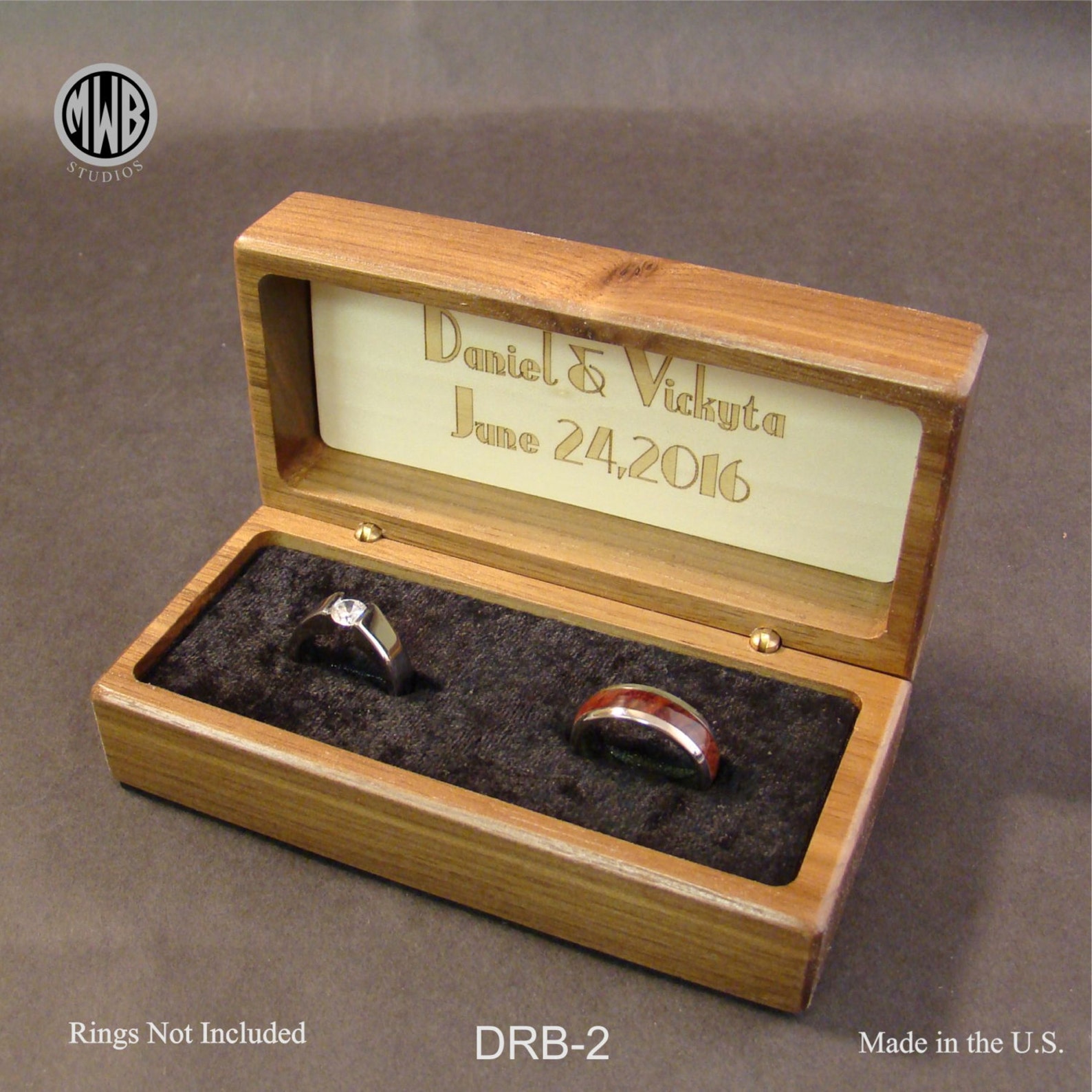 Double Wedding Ring Box in the Art Deco Style. Free Engraving Etsy