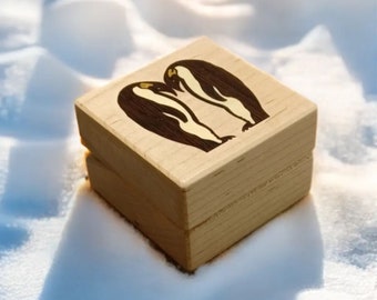 Ring Box With Inlaid Penguin. Free Shipping and Engraving. RB-28