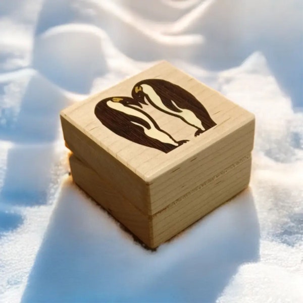 Ring Box With Inlaid Penguin. Free Shipping and Engraving. RB-28