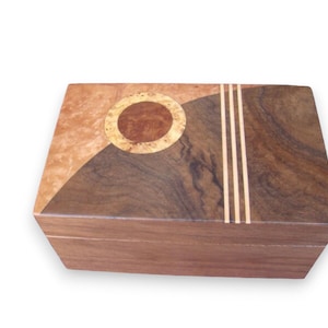 Wood Box with art deco inlaid design, free shipping and personalization. image 2