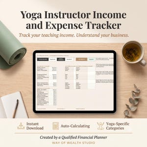 Yoga Instructor Income Expense Tracker Spreadsheet, Teaching Business Budget Planner Google Sheets, Studio Dashboard, Qualified Planner MSc