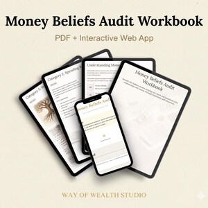 Money Beliefs Workbook PDF, Identify Hidden Money Stories & Patterns, Financial Mindset Audit with Web App