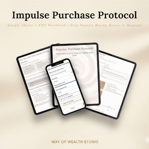 Impulse Buying Tracker Spreadsheet, Stop Impulse Spending Protocol, Google Sheets & Excel Financial Anxiety Printable