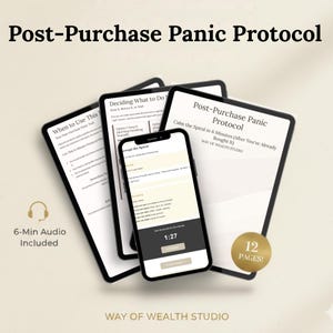 Anti-Kauf-Panik-Paket, Erinnerungs-Arbeitsbuch, PDF, Einkaufs-Remorse-Arbeitsbuch, Ausgabe-Schuld-Wiederherstellungs-Handbuch, Somatisches Erdungs-Paket, Buch zur Selbsthilfe