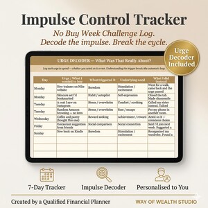 Impulse Control Tracker Spreadsheet, No Buy Week Challenge Log Google Sheets, No Spend Day Tracker, Digital Download, MSc Economist