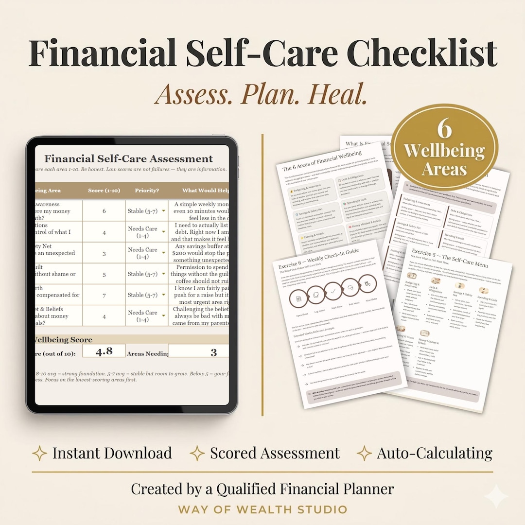 Financial Wellness Checklist.pdf Financial Self Care Checklist Printable, Money Wellness Planner ...