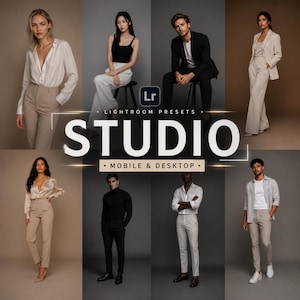40 Studio Lightroom-förinställningar | Mobil och dator | Ren, Skarp, Redaktionell, High Key, Low Key, Mode, Skönhet, Sensuell