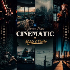 50 Cinematic Lightroom Presets:  Mobile & Desktop | Dramatic, Film-Inspired, High-Impact Photo Filters for Portrait, Street Photography