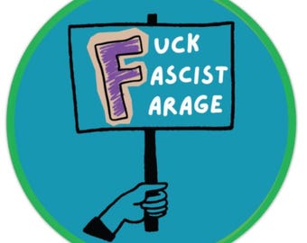 Round Sticker, Political Statement, Anti-Reform, Say No to Fascism (Mature Content)