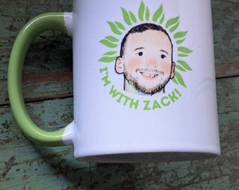 Green Party "I'm with Zack!" Polanski green and white mug