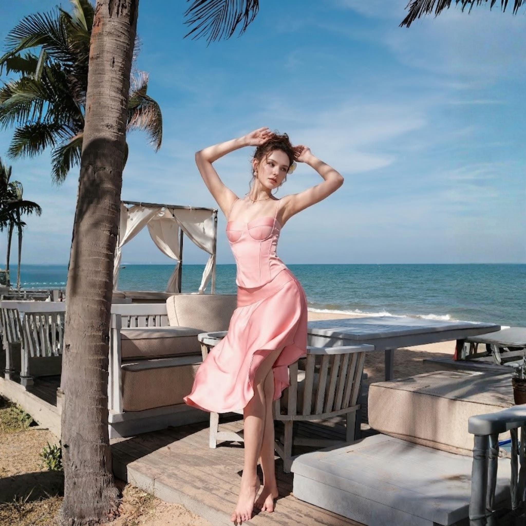 Pink Beach Wedding Dress - Etsy Pink Beach Wedding Dress - Etsy