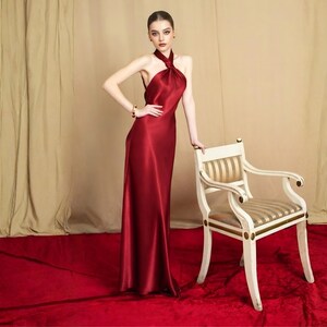 chinese dress ladies Engracia Sequin Maxi Dress Burgundy