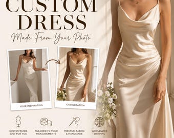 Kleid nach Maß vom Inspirationsfoto, personalisiertes Seidenkleid, Partykleid aus Spitze, handgefertigtes Frauenkleid