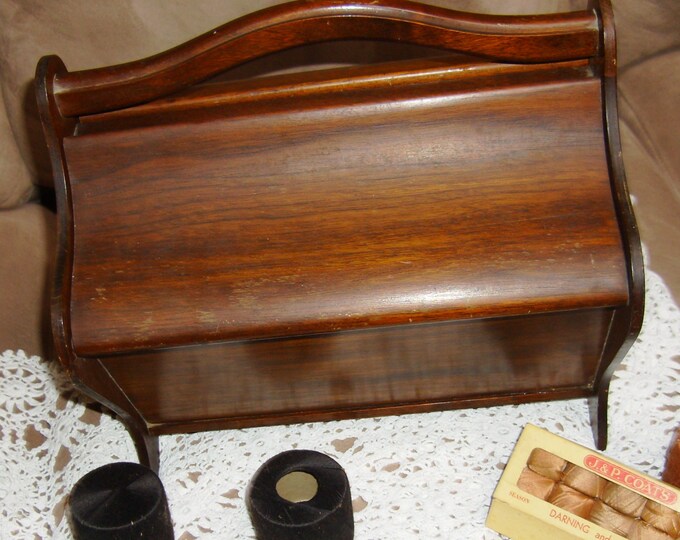 SALE 20 off LARGE ANTIQUE Wooden Sewing Box From the 1940's Was 42.00 Now 33.60. Etsy