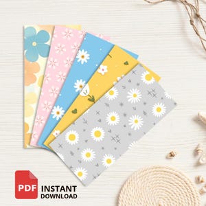 Printable Floral Money Envelopes, Retro Daisy Cash Envelope, Cash Stuffing Wallet Insert, Printable Gift Card Holder, DIY Cash Gift Template