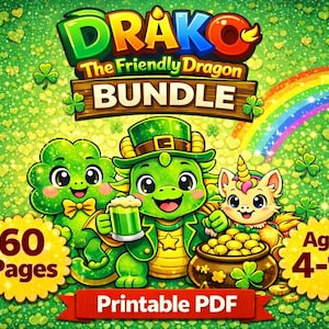 St. Patrick’s Day Coloring Bundle for Kids Ages 4–10 | Lucky Clover Rainbow Activity Pack | 4 Books ZIP | Instant Download |Best Value Drako