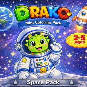Toddler Outer Space Coloring Pages Ages 2–5 | Mini Coloring Book Printable PDF | Drako Dragon
