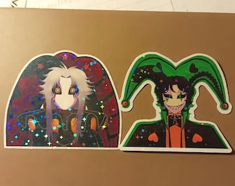 The Freak Circus-vinyl+holo-sterpatroon 3 inch stickers Pierrot + Harlequin