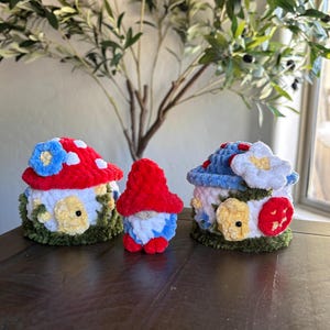 Gnomo de hongos para jardín - SOLO PATRÓN DE GANCHILLO