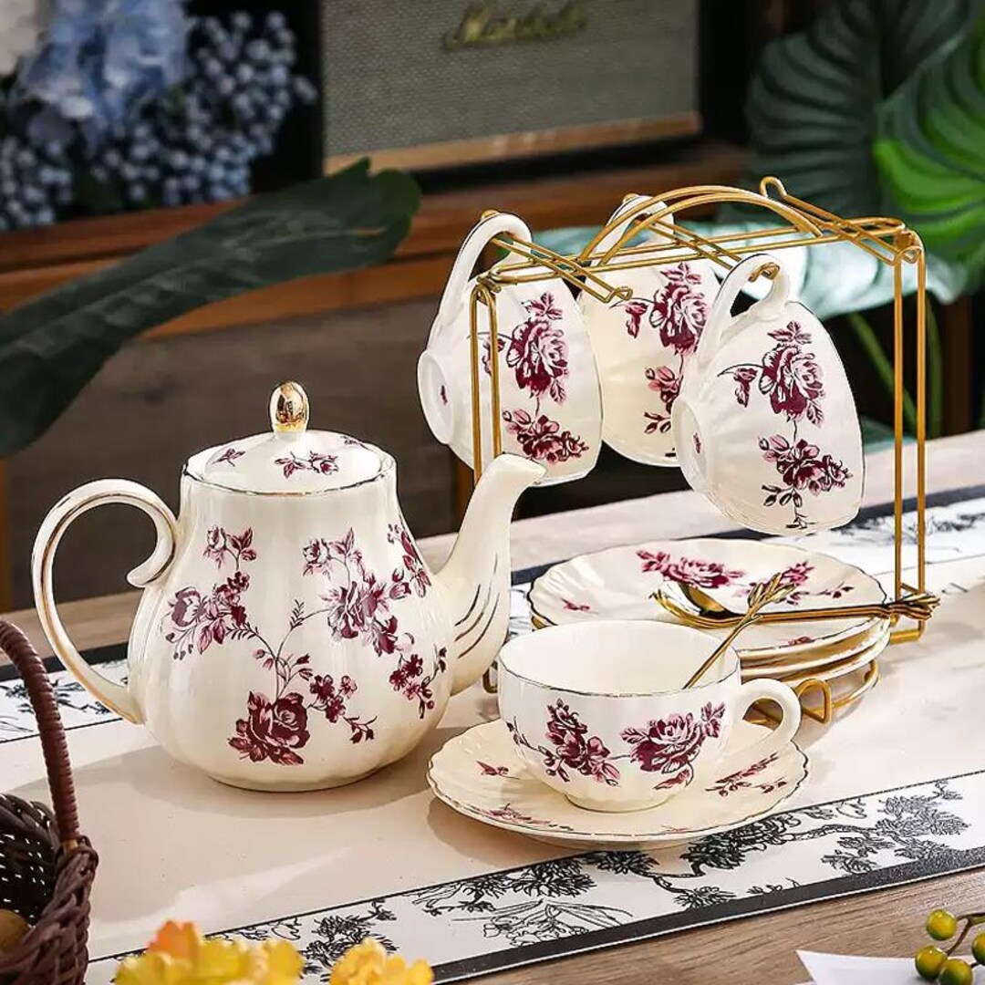 Handmade Ceramic Tea Set With Floral Design | Afternoon Tea Service - Etsy