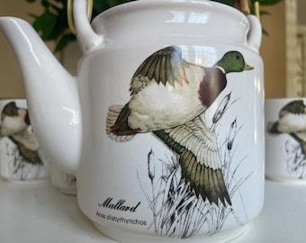 Vintage Otagiri Mallard Duck Tea Set Japan Teapot and 4 Cups