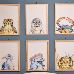 Ocean Animals 6-piece Nursery Print Set