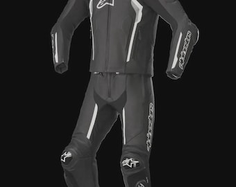 Traje de cuero vacuno original de Alpinestars para motociclistas de carreras (2 piezas)
