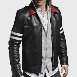Chaqueta de cuero Alex Mercer, chaqueta de cosplay del juego Prototype, atuendo de estilo motero hecho a mano