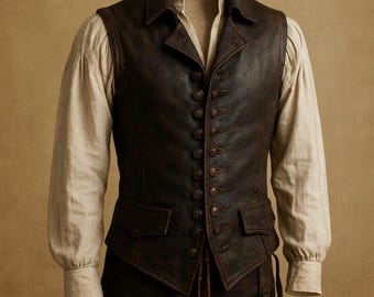 Captain Jack Sparrow leren vest, piraat steampunk-gilet, renaissance festivalkostuum, middeleeuwse cosplay-outfit, handgemaakte piratenvest cadeau