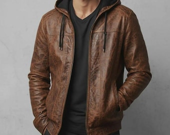 Vintage bruin leren racejack heren - handgemaakte western-cowboystijl.