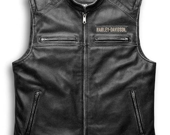 Harley Davidson's Vest Men’s Passing Link Biker - Motorcycle Real Leather Cow All Size available