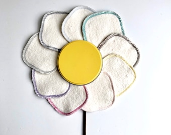 Hemp + organic Cotton Fleece Facial Rounds  Zero Waste Beauty - 3" or 4" Face Wipes - Choose your quantity and stitching color