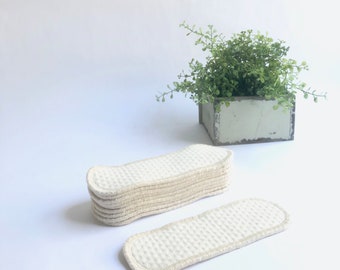 Reusable Organic Cotton Panty Liners, Washable Cloth Pads, 5 Pack, Extra Protection, Reusable Pantyliners, Organic Period Care