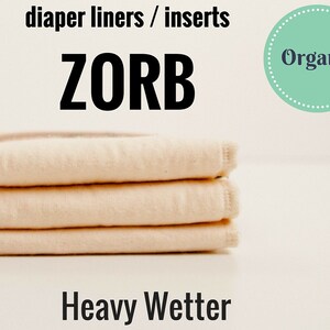 Organic Heavy Wetter Zorb Diaper Liners Soakers Doublers Cloth Diaper Inserts Choose Your Size and Quantity
