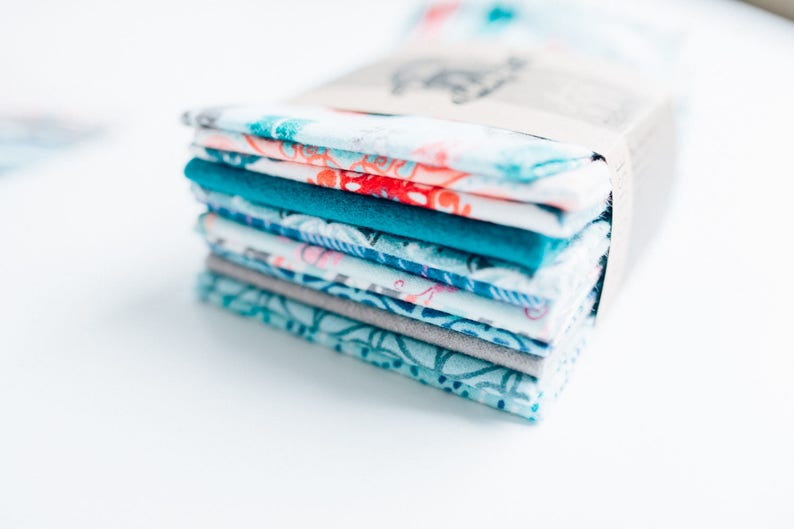 Unpaper Towels Cloth Napkins 12 Aqua Variety Print Etsy