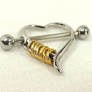 Stacked Rings heart nipple shield nipple barbell surgical stainless steel piercing jewelry fetish jewelry heart nipple rings body jewelry