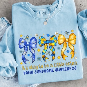 World Down Syndrome Day, Down Syndrome Awareness Png, Its Okay To Be Extra PNG, Puzzle Piece Bow Png, Blue Yellow Ribbon, Trisomy 21 Support