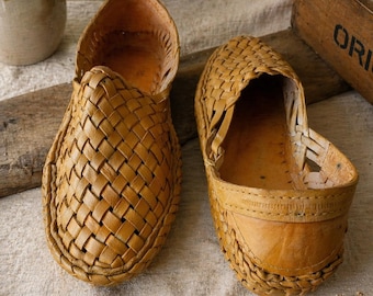 Handgemaakte gele geweven leren muiltjes, zomersandalen voor heren