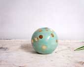MADE TO ORDER mint and gold ball vase