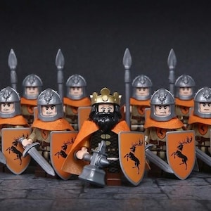 13 King Knights Minifigures, Medieval Army Building Blocks, Custom Brick Figures